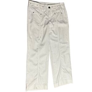 Bay Studio White Linen Blend Utility Drawstring Pocket Pants Women’s Size 10